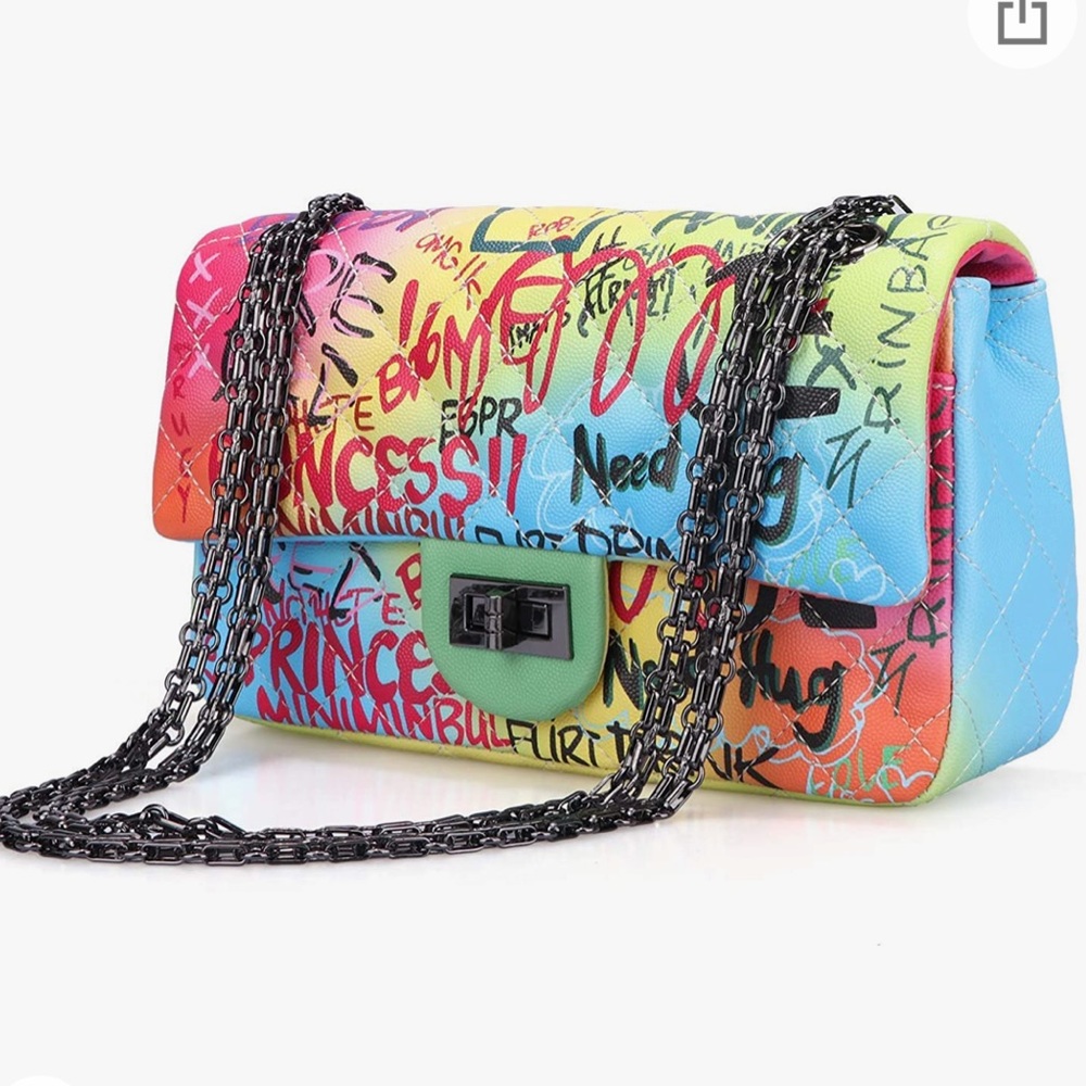 Brand new graffiti chain strap bag